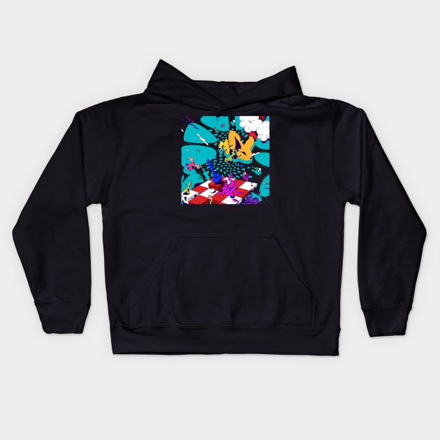 chess psychedelic illustration Kids Hoodie by Mako Design 